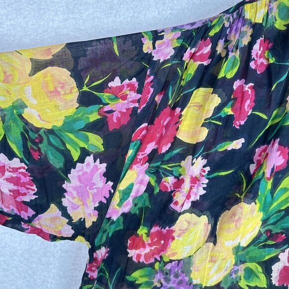 VTG 80's Jacque & Koko‎ Shirt Button Up 26/28 Floral Hawaiian Artsy Boho Sheer - Picture 4 of 14